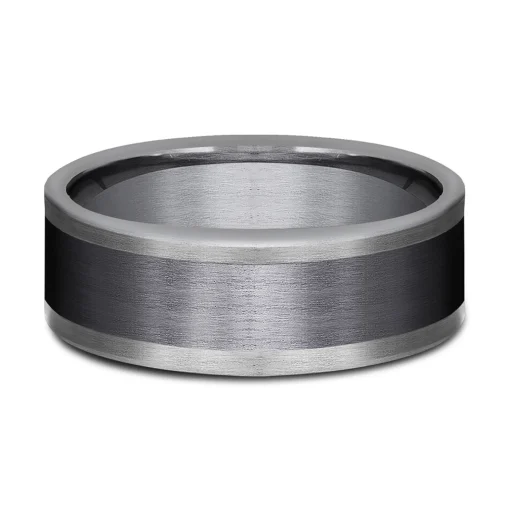 Men's Satin Finish Band In Tantalum & Black Titanium, 8Mm