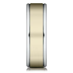 Men's Satin Finish Band In 14K White & Yellow Gold, 6Mm