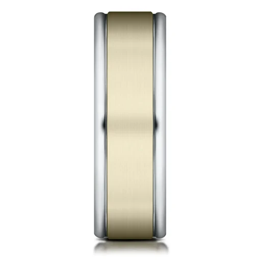 Men's Satin Finish Band In 14K White & Yellow Gold, 6Mm