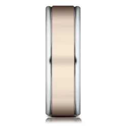 Men's Satin Finish Band In 14K Rose & White Gold