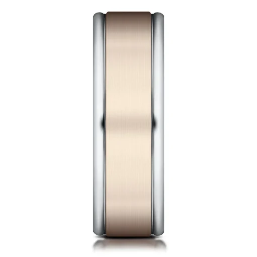 Men's Satin Finish Band In 14K Rose & White Gold