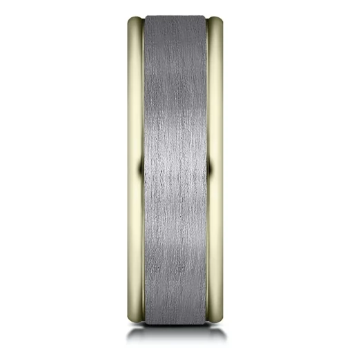Men's Satin Finish Band In Tantalum & 14K Yellow Gold