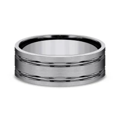 Men's Satin Finish Wedding Band In Gray Titanium, 8Mm