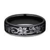 Men's Scroll Pattern Band In Black Titanium, 6.5Mm