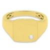 Men's Signet Ring With Diamond Accent In 10K Yellow Gold