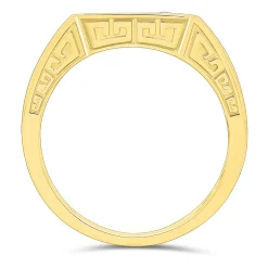 Men's Signet Ring With Diamond Accent In 10K Yellow Gold