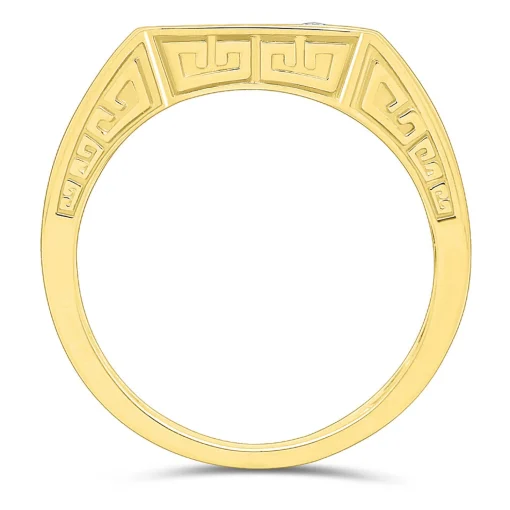 Men's Signet Ring With Diamond Accent In 10K Yellow Gold