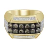 Men's Signet Ring With White & Champagne Diamonds In 10K Yellow Gold (1 1/2 Ct. Tw.)