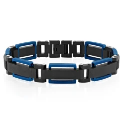 Men's Stainless Steel & Blue Ion-Plated Link Bracelet