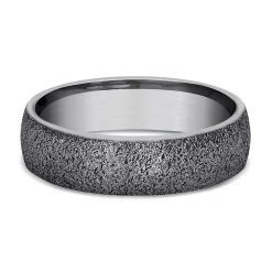 Men's Stone Finish Band In Tantalum, 6Mm