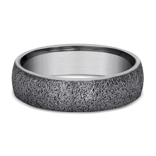 Men's Stone Finish Band In Tantalum, 6Mm