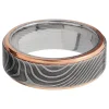 Men's Swirl Band In Damascus Steel & 14K Rose Gold