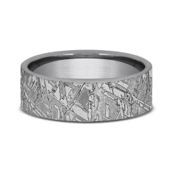 Men's Tantalum Band With Meteorite Pattern, 7Mm