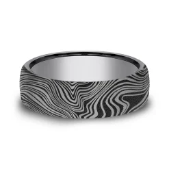 Men's Tantalum Ring With Marbled Tamascus Design, 6.5Mm