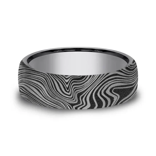 Men's Tantalum Ring With Marbled Tamascus Design, 6.5Mm