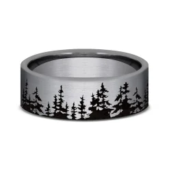 Men's Tantalum Tree Line Band, 8Mm