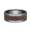 Men's Tantalum Wedding Band With Log Knot Detail And 14K Rose Gold, 8Mm