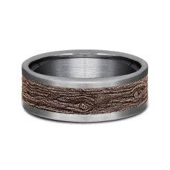 Men's Tantalum Wedding Band With Log Knot Detail And 14K Rose Gold, 8Mm