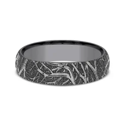 Men's Tantalum Wedding Band In Forest Detail