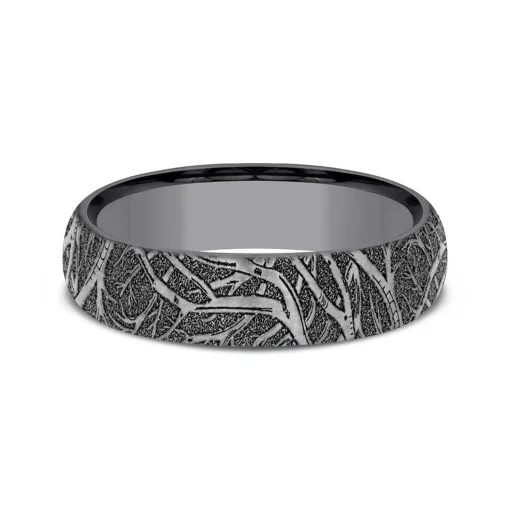 Men's Tantalum Wedding Band In Forest Detail