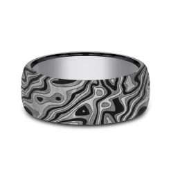Men's Tantalum Wedding Band With Mokume Pattern, 7.5Mm
