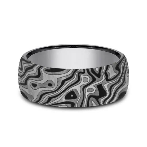 Men's Tantalum Wedding Band With Mokume Pattern, 7.5Mm