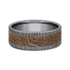 Men's Tantalum Wedding Band With Feather Detail With 14K Rose Gold