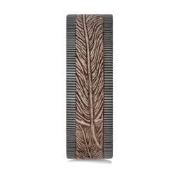 Men's Tantalum Wedding Band With Feather Detail With 14K Rose Gold