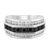 Men's Three-Row Diamond Ring With Treated Black Diamonds In 10K White Gold (2 Ct. Tw.)