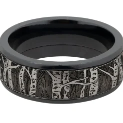 Men's Tree Wedding Band In Cobalt & Black Zirconium, 8Mm