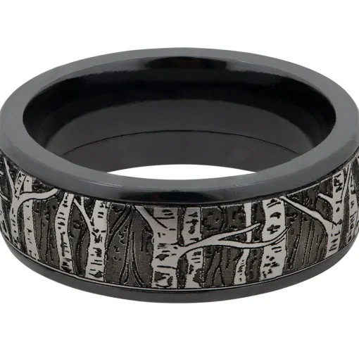 Men's Tree Wedding Band In Cobalt & Black Zirconium, 8Mm