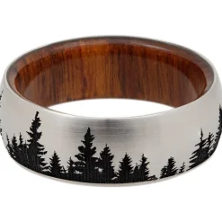 Men's Tree Wedding Band In Wood & Cobalt, 8Mm