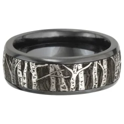 Men's Tree Wedding Band In Cobalt & Black Zirconium, 8Mm
