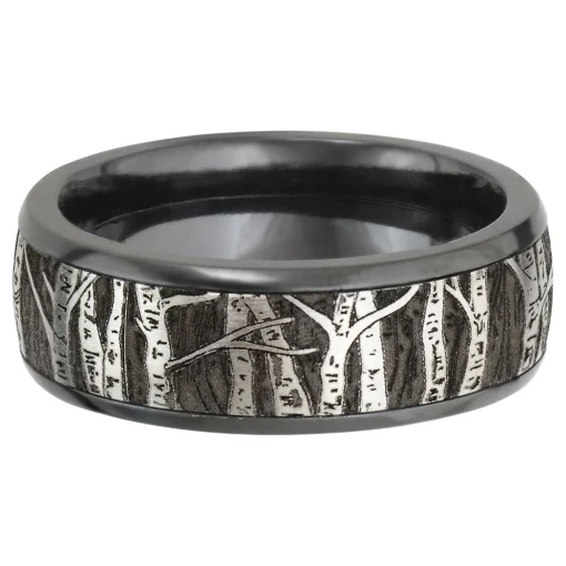 Men's Tree Wedding Band In Cobalt & Black Zirconium, 8Mm