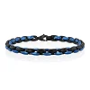 Men's Two-Tone Link Bracelet In Black & Blue Ion-Plated Stainless Steel