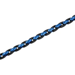 Men's Two-Tone Link Bracelet In Black & Blue Ion-Plated Stainless Steel