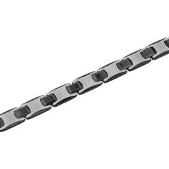 Men's Two-Tone Link Bracelet In Black Ion-Plated Stainless Steel & Tungsten