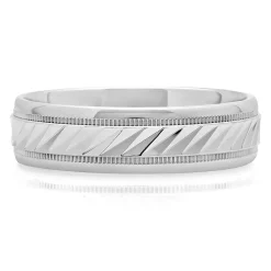 Men's Wave Pattern Band In Sterling Silver, 6Mm