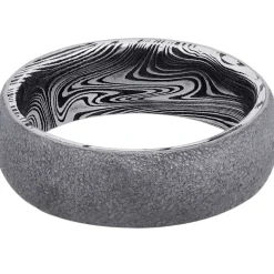 Men's Wedding Band In Damascus Steel & Tantalum, 7Mm