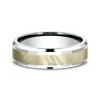 Men's Wedding Band With 10K Yellow Gold Accent In 10K White Gold, 6Mm