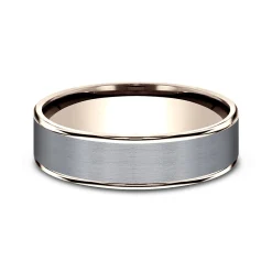 Men's Wedding Band With 14K Rose Gold Inlay In Tantalum, 6.5Mm