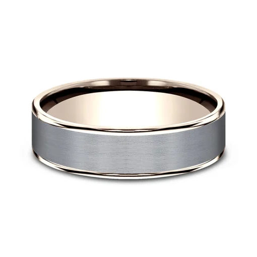 Men's Wedding Band With 14K Rose Gold Inlay In Tantalum, 6.5Mm