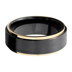 Men's Wedding Band With 14K Yellow Gold In Black Zirconium, 8Mm