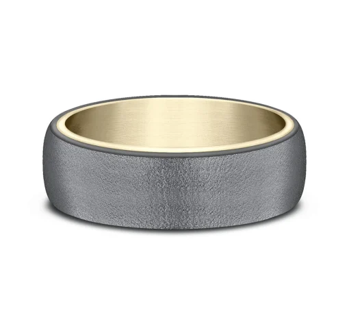 Men's Wedding Band With 14K Yellow Gold Inlay In Tantalum, 6.5Mm