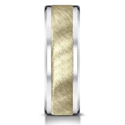 Men's Wedding Band With 10K Yellow Gold Accent In 10K White Gold, 6Mm