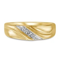 Men's Wedding Band With Three Diamonds In 10K Yellow Gold (1/10 Ct. Tw.)