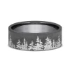Men's Wedding Band With Tree Pattern In Black Tantalum, 8Mm
