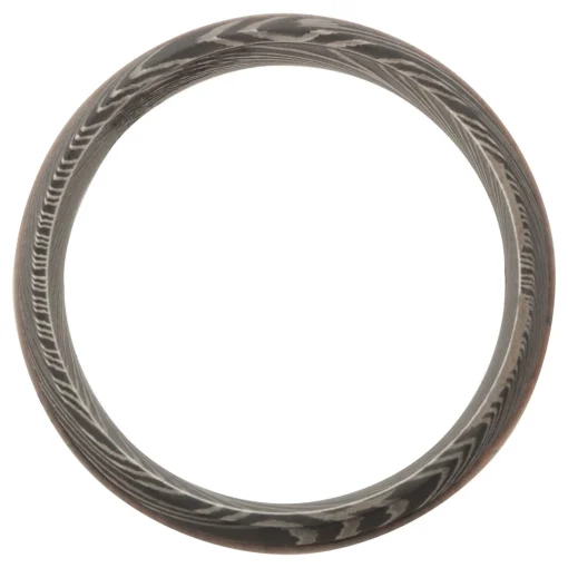 Men's Wood Inlay Wedding Band In Damascus Steel