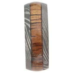 Men's Wood Inlay Wedding Band In Damascus Steel