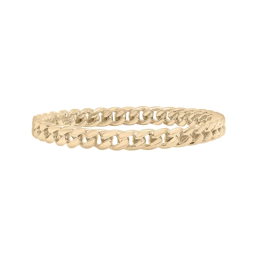 Mini Curb Link Ring In 14K Yellow Gold